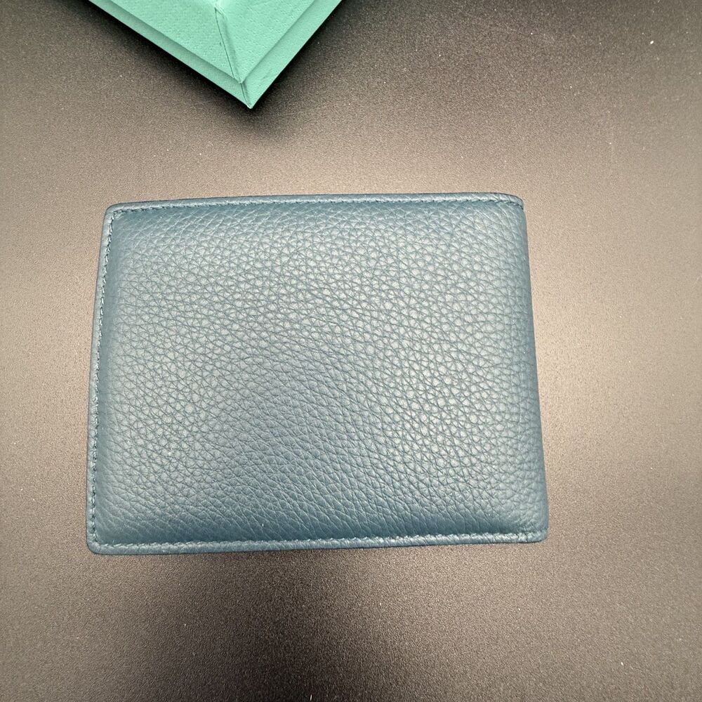 NEW Tiffany & Co. Men’s Grain Leather Bifold Wallet - Pond Blue - Full Set - Picture 8 of 11